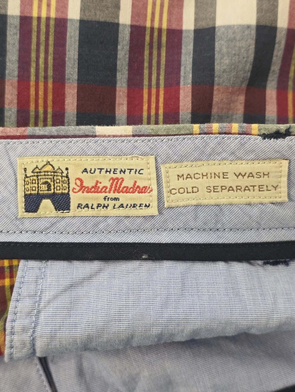 Polo Ralph Lauren India Madras Plaid Shorts Men 40 100% Cotton Heritage Preppy